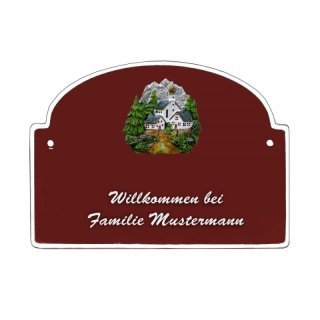 Namensschild - Namensschild Decoramic aus Arteliht groer Bogen  240x170mm  braun/weiss, aus Arteliht, Motiv Baum, Natur, Idylle