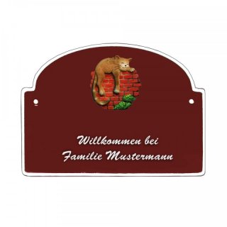 Namensschild - Namensschild Decoramic aus Arteliht groer Bogen  240x170mm  braun/weiss, aus Arteliht, Motiv Baum, Natur, Idylle