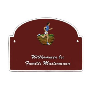 Namensschild - Namensschild Decoramic aus Arteliht groer Bogen  240x170mm  braun/weiss, aus Arteliht, Motiv Baum, Natur, Idylle