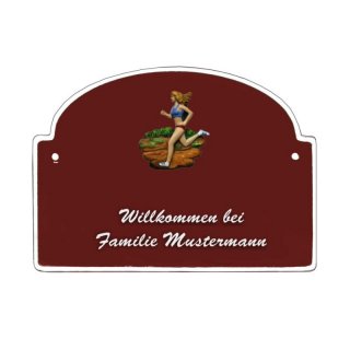 Namensschild - Namensschild Decoramic aus Arteliht groer Bogen  240x170mm  braun/weiss, aus Arteliht, Motiv Baum, Natur, Idylle