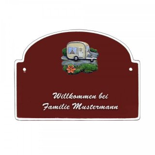 Namensschild - Namensschild Decoramic aus Arteliht groer Bogen  240x170mm  braun/weiss, aus Arteliht, Motiv Baum, Natur, Idylle