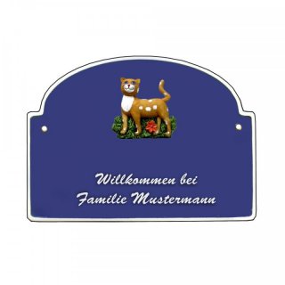 Namensschild - Namensschild Decoramic aus Arteliht groer Bogen  240x170mm  braun/weiss, aus Arteliht, Motiv Baum, Natur, Idylle