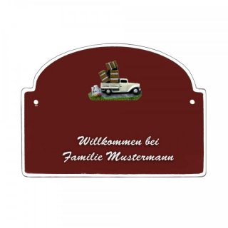 Namensschild - Namensschild Decoramic aus Arteliht groer Bogen  240x170mm  braun/weiss, aus Arteliht, Motiv Baum, Natur, Idylle