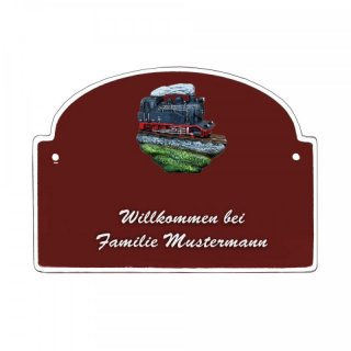 Namensschild - Namensschild Decoramic aus Arteliht groer Bogen  240x170mm  braun/weiss, aus Arteliht, Motiv Baum, Natur, Idylle