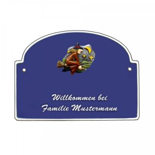 Namensschild - Namensschild Decoramic aus Arteliht groer Bogen  240x170mm  braun/weiss, aus Arteliht, Motiv Baum, Natur, Idylle