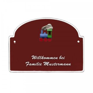 Namensschild - Namensschild Decoramic aus Arteliht groer Bogen  240x170mm  braun/weiss, aus Arteliht, Motiv Baum, Natur, Idylle