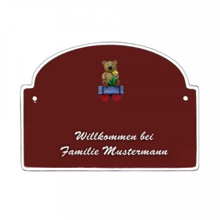 Namensschild - Namensschild Decoramic aus Arteliht groer Bogen  240x170mm  braun/weiss, aus Arteliht, Motiv Baum, Natur, Idylle