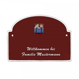 Namensschild - Namensschild Decoramic aus Arteliht groer Bogen  240x170mm  braun/weiss, aus Arteliht, Motiv Baum, Natur, Idylle