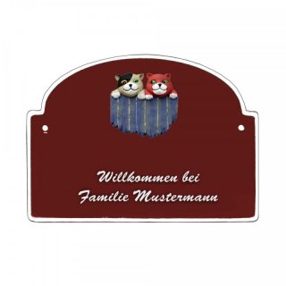 Namensschild - Namensschild Decoramic aus Arteliht groer Bogen  240x170mm  braun/weiss, aus Arteliht, Motiv Baum, Natur, Idylle