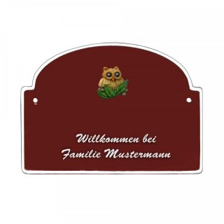 Namensschild - Namensschild Decoramic aus Arteliht großer Bogen Ø 240x170mm  braun/weiss, aus Arteliht, Motiv Baum, Natur, Idylle