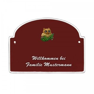 Namensschild - Namensschild Decoramic aus Arteliht groer Bogen  240x170mm  braun/weiss, aus Arteliht, Motiv Baum, Natur, Idylle