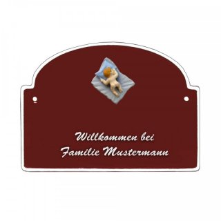 Namensschild - Namensschild Decoramic aus Arteliht groer Bogen  240x170mm  braun/weiss, aus Arteliht, Motiv Baum, Natur, Idylle