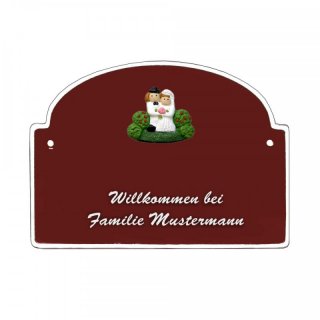 Namensschild - Namensschild Decoramic aus Arteliht groer Bogen  240x170mm  braun/weiss, aus Arteliht, Motiv Baum, Natur, Idylle