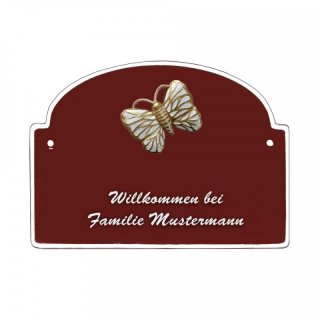 Namensschild - Namensschild Decoramic aus Arteliht groer Bogen  240x170mm  braun/weiss, aus Arteliht, Motiv Baum, Natur, Idylle