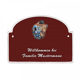 Namensschild - Namensschild Decoramic aus Arteliht groer Bogen  240x170mm  braun/weiss, aus Arteliht, Motiv Baum, Natur, Idylle