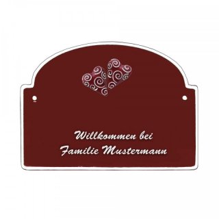 Namensschild - Namensschild Decoramic aus Arteliht groer Bogen  240x170mm  braun/weiss, aus Arteliht, Motiv Baum, Natur, Idylle