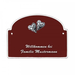 Namensschild - Namensschild Decoramic aus Arteliht groer Bogen  240x170mm  braun/weiss, aus Arteliht, Motiv Baum, Natur, Idylle