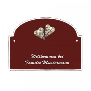 Namensschild - Namensschild Decoramic aus Arteliht groer Bogen  240x170mm  braun/weiss, aus Arteliht, Motiv Baum, Natur, Idylle