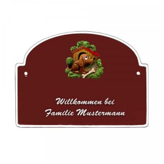 Namensschild - Namensschild Decoramic aus Arteliht groer Bogen  240x170mm  braun/weiss, aus Arteliht, Motiv Baum, Natur, Idylle