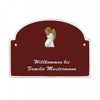 Namensschild - Namensschild Decoramic aus Arteliht groer Bogen  240x170mm  braun/weiss, aus Arteliht, Motiv Baum, Natur, Idylle