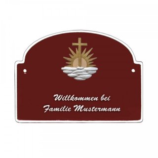 Namensschild - Namensschild Decoramic aus Arteliht groer Bogen  240x170mm  braun/weiss, aus Arteliht, Motiv Baum, Natur, Idylle
