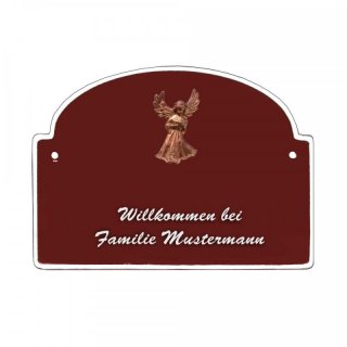Namensschild - Namensschild Decoramic aus Arteliht großer Bogen Ø 240x170mm  braun/weiss, aus Arteliht, Motiv Baum, Natur, Idylle