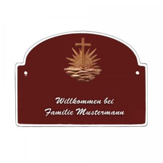 Namensschild - Namensschild Decoramic aus Arteliht großer Bogen Ø 240x170mm  braun/weiss, aus Arteliht, Motiv Baum, Natur, Idylle