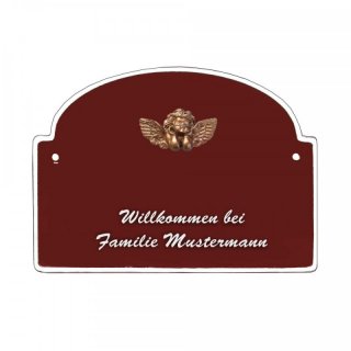 Namensschild - Namensschild Decoramic aus Arteliht groer Bogen  240x170mm  braun/weiss, aus Arteliht, Motiv Baum, Natur, Idylle