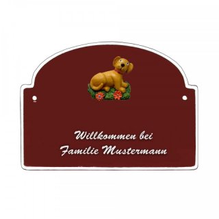 Namensschild - Namensschild Decoramic aus Arteliht groer Bogen  240x170mm  braun/weiss, aus Arteliht, Motiv Baum, Natur, Idylle