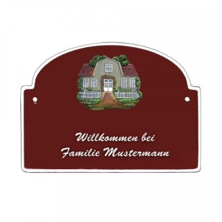 Namensschild - Namensschild Decoramic aus Arteliht groer Bogen  240x170mm  braun/weiss, aus Arteliht, Motiv Baum, Natur, Idylle