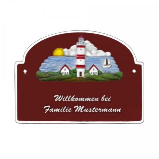 Namensschild - Namensschild Decoramic aus Arteliht groer Bogen  240x170mm  braun/weiss, aus Arteliht, Motiv Baum, Natur, Idylle