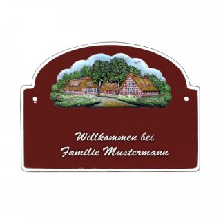 Namensschild - Namensschild Decoramic aus Arteliht groer Bogen  240x170mm  braun/weiss, aus Arteliht, Motiv Baum, Natur, Idylle