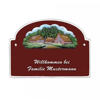 Namensschild - Namensschild Decoramic aus Arteliht groer Bogen  240x170mm  braun/weiss, aus Arteliht, Motiv Baum, Natur, Idylle