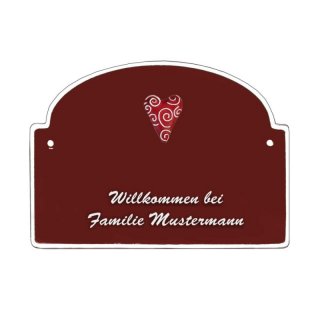 Namensschild - Namensschild Decoramic aus Arteliht großer Bogen Ø 240x170mm  braun/weiss, aus Arteliht, Motiv Baum, Natur, Idylle
