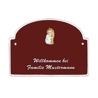 Namensschild - Namensschild Decoramic aus Arteliht groer Bogen  240x170mm  braun/weiss, aus Arteliht, Motiv Baum, Natur, Idylle