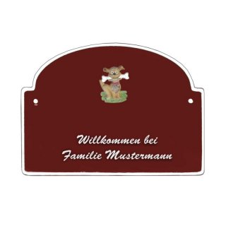 Namensschild - Namensschild Decoramic aus Arteliht groer Bogen  240x170mm  braun/weiss, aus Arteliht, Motiv Baum, Natur, Idylle