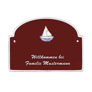 Namensschild - Namensschild Decoramic aus Arteliht groer Bogen  240x170mm  braun/weiss, aus Arteliht, Motiv Baum, Natur, Idylle