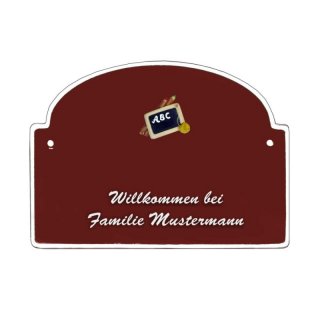 Namensschild - Namensschild Decoramic aus Arteliht groer Bogen  240x170mm  braun/weiss, aus Arteliht, Motiv Baum, Natur, Idylle