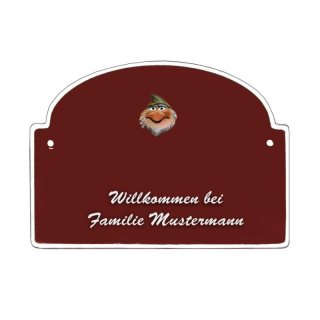 Namensschild - Namensschild Decoramic aus Arteliht groer Bogen  240x170mm  braun/weiss, aus Arteliht, Motiv Baum, Natur, Idylle