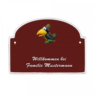 Namensschild - Namensschild Decoramic aus Arteliht großer Bogen Ø 240x170mm  braun/weiss, aus Arteliht, Motiv Baum, Natur, Idylle