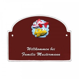 Namensschild - Namensschild Decoramic aus Arteliht groer Bogen  240x170mm  braun/weiss, aus Arteliht, Motiv Baum, Natur, Idylle