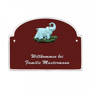 Namensschild - Namensschild Decoramic aus Arteliht groer Bogen  240x170mm  braun/weiss, aus Arteliht, Motiv Baum, Natur, Idylle