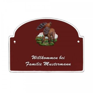 Namensschild - Namensschild Decoramic aus Arteliht groer Bogen  240x170mm  braun/weiss, aus Arteliht, Motiv Baum, Natur, Idylle