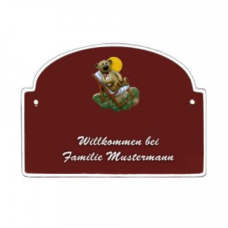 Namensschild - Namensschild Decoramic aus Arteliht großer Bogen Ø 240x170mm  braun/weiss, aus Arteliht, Motiv Baum, Natur, Idylle