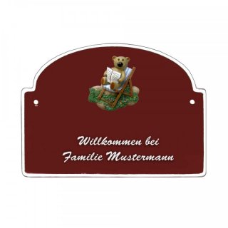Namensschild - Namensschild Decoramic aus Arteliht groer Bogen  240x170mm  braun/weiss, aus Arteliht, Motiv Baum, Natur, Idylle