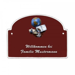 Namensschild - Namensschild Decoramic aus Arteliht großer Bogen Ø 240x170mm  braun/weiss, aus Arteliht, Motiv Baum, Natur, Idylle