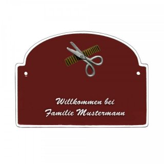 Namensschild - Namensschild Decoramic aus Arteliht großer Bogen Ø 240x170mm  braun/weiss, aus Arteliht, Motiv Baum, Natur, Idylle
