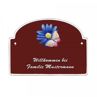 Namensschild - Namensschild Decoramic aus Arteliht groer Bogen  240x170mm  braun/weiss, aus Arteliht, Motiv Baum, Natur, Idylle