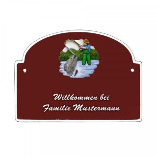 Namensschild - Namensschild Decoramic aus Arteliht groer Bogen  240x170mm  braun/weiss, aus Arteliht, Motiv Baum, Natur, Idylle