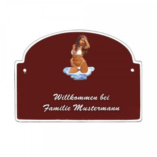 Namensschild - Namensschild Decoramic aus Arteliht großer Bogen Ø 240x170mm  braun/weiss, aus Arteliht, Motiv Baum, Natur, Idylle
